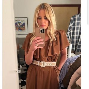 MILLE Juliet Dress in Camel Organic Cotton, size Medium